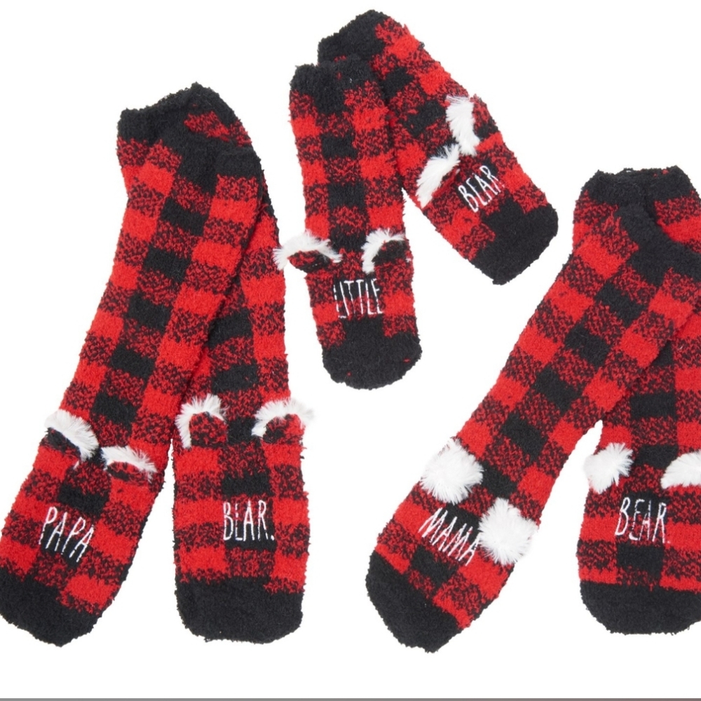 Rae Dunn 3 Pack Family Cozy Xmas Socks